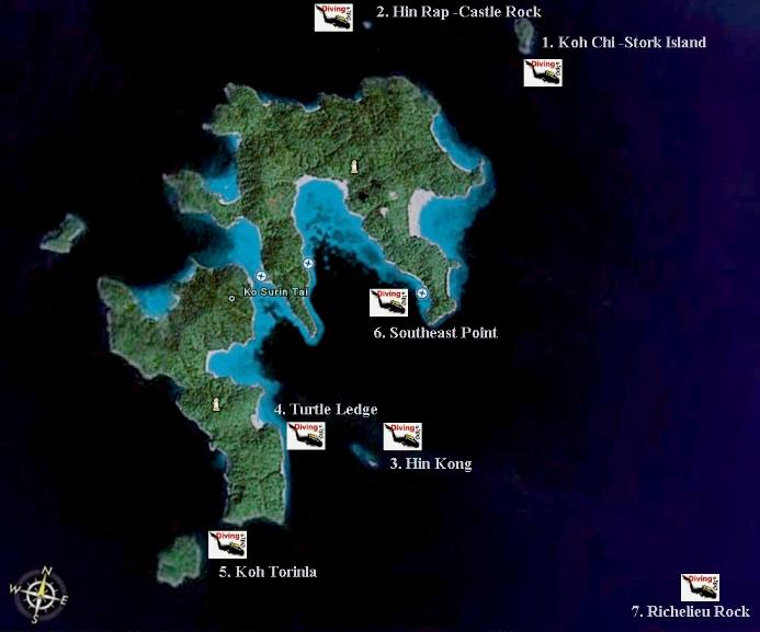 Surin islands dive sites map
